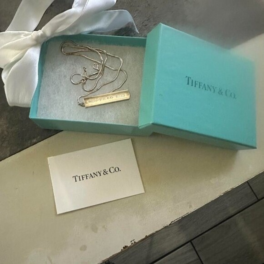 Tiffany & Co. 1837 Bar Pendant Necklace Sterling Silver Authentic Designer